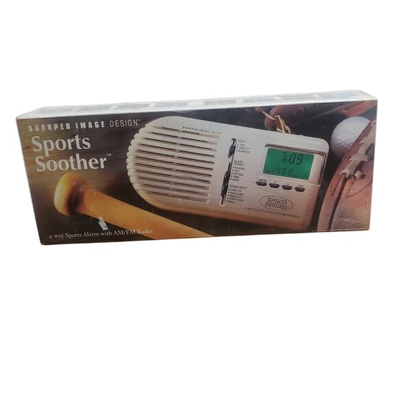 NIB Sports Soother 4 way Alarm with AM/FM Radio Sharper Image Design Home Travel - Picture 2 of 12